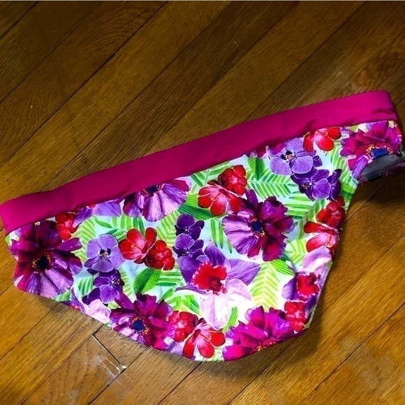 🌟NWOT 18 Land’s End Mid-Waist Bikini Bottoms Fuchsia Floral UV Pro… - Picture 3 of 4